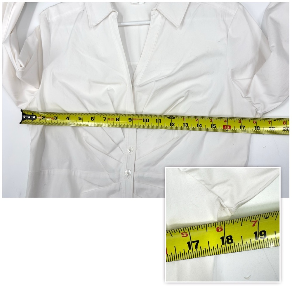 Veronica Beard Cita Shirt Dress Womens Size 12 White Minimalist Ruched Capsule - Picture 8 of 10